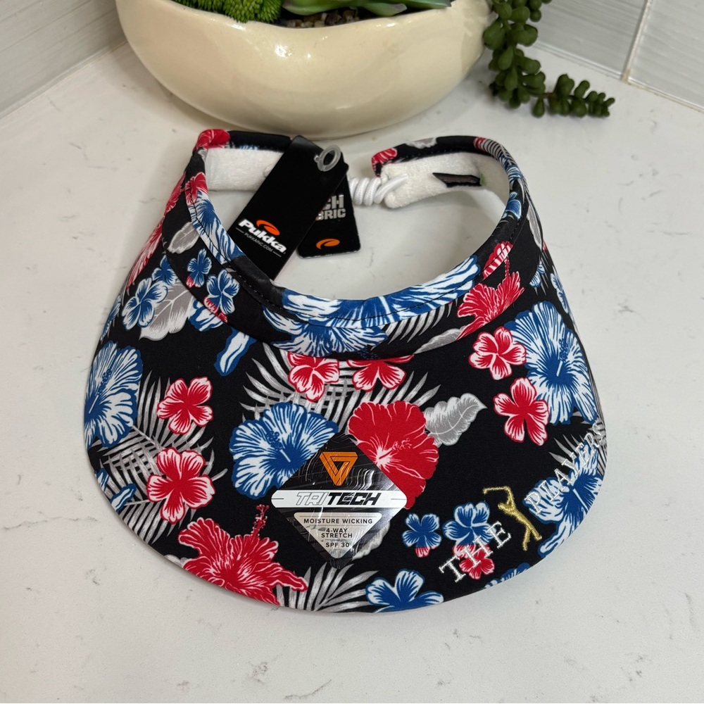 Pukka TriTech THE PLAYERS Championship Golf Visor Floral Hibiscus Gold Man NWT
